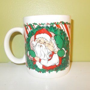 Vintage 1988 HF Houston Foods Christmas Santa & Mrs Claus Mug